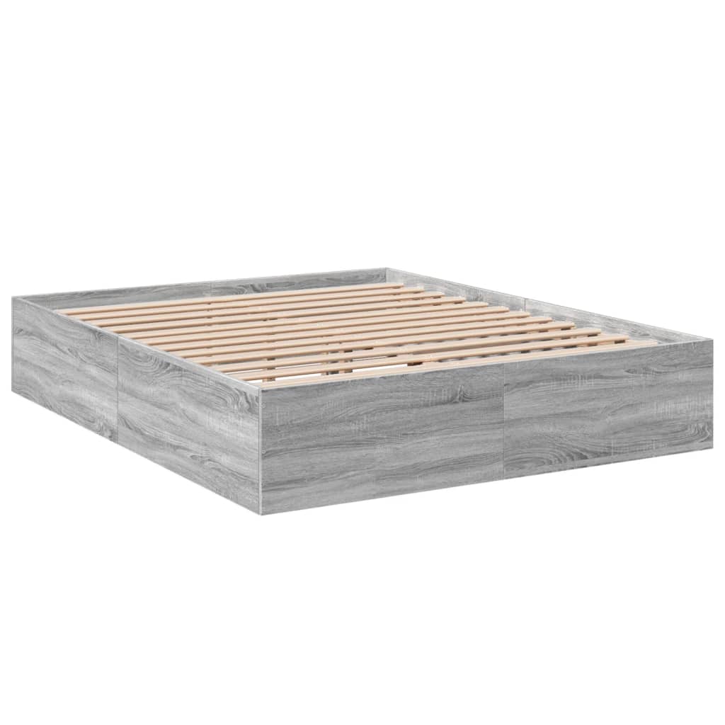 Bed Frame without Mattress Grey Sonoma 150x200 cm