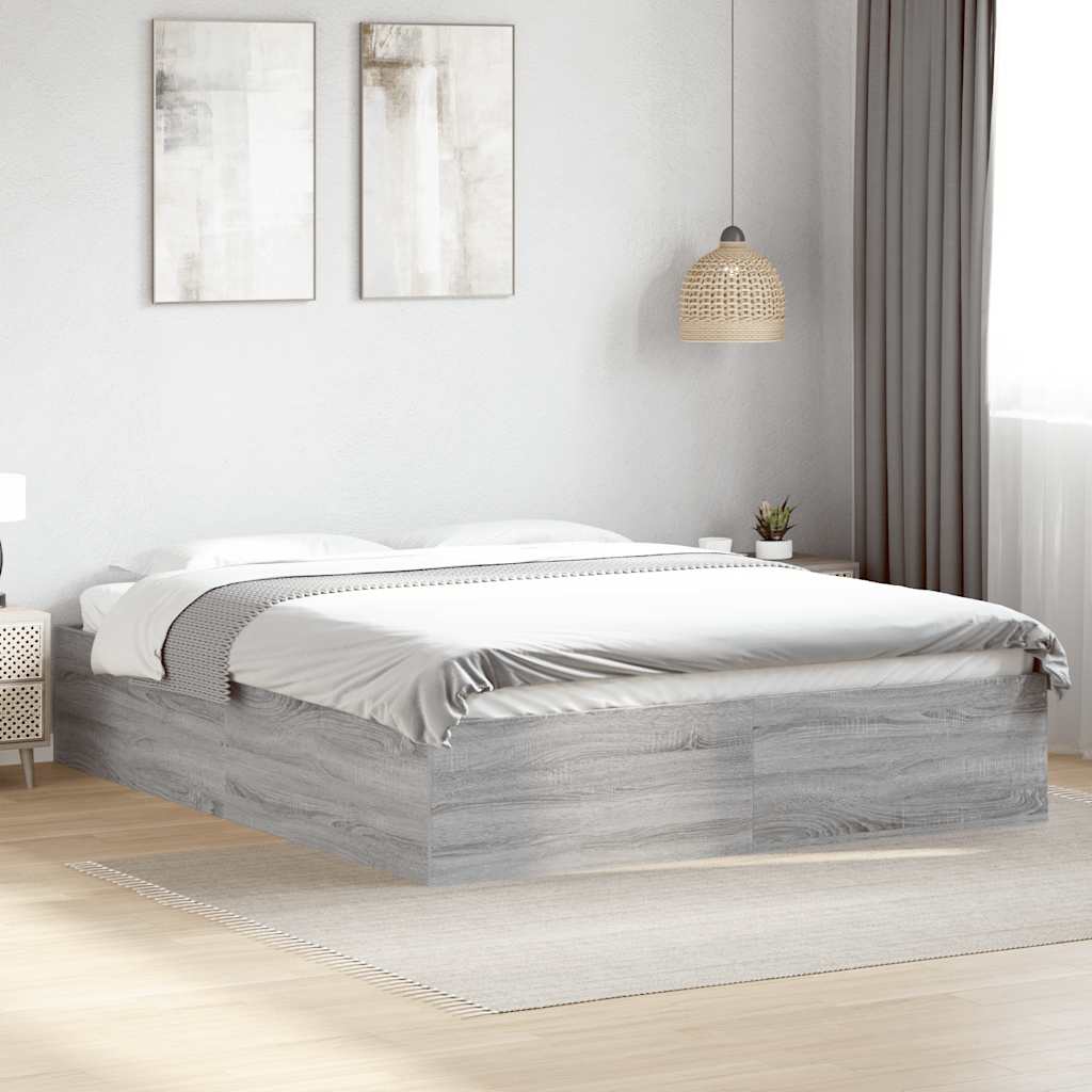 Bed Frame without Mattress Grey Sonoma 150x200 cm
