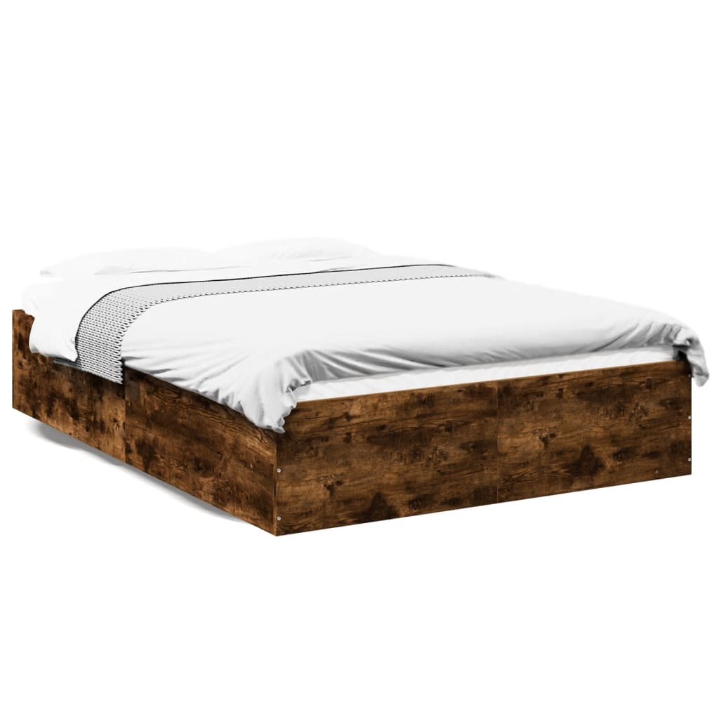 Bed Frame without Mattress Smoked Oak 120x200 cm