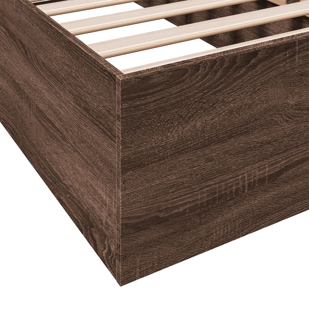 Bed Frame without Mattress Brown Oak 90x200 cm