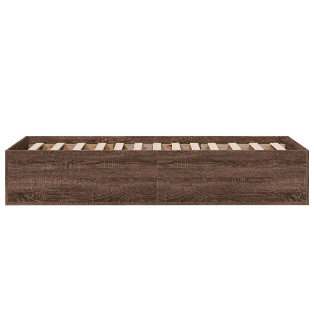 Bed Frame without Mattress Brown Oak 90x190 cm Single