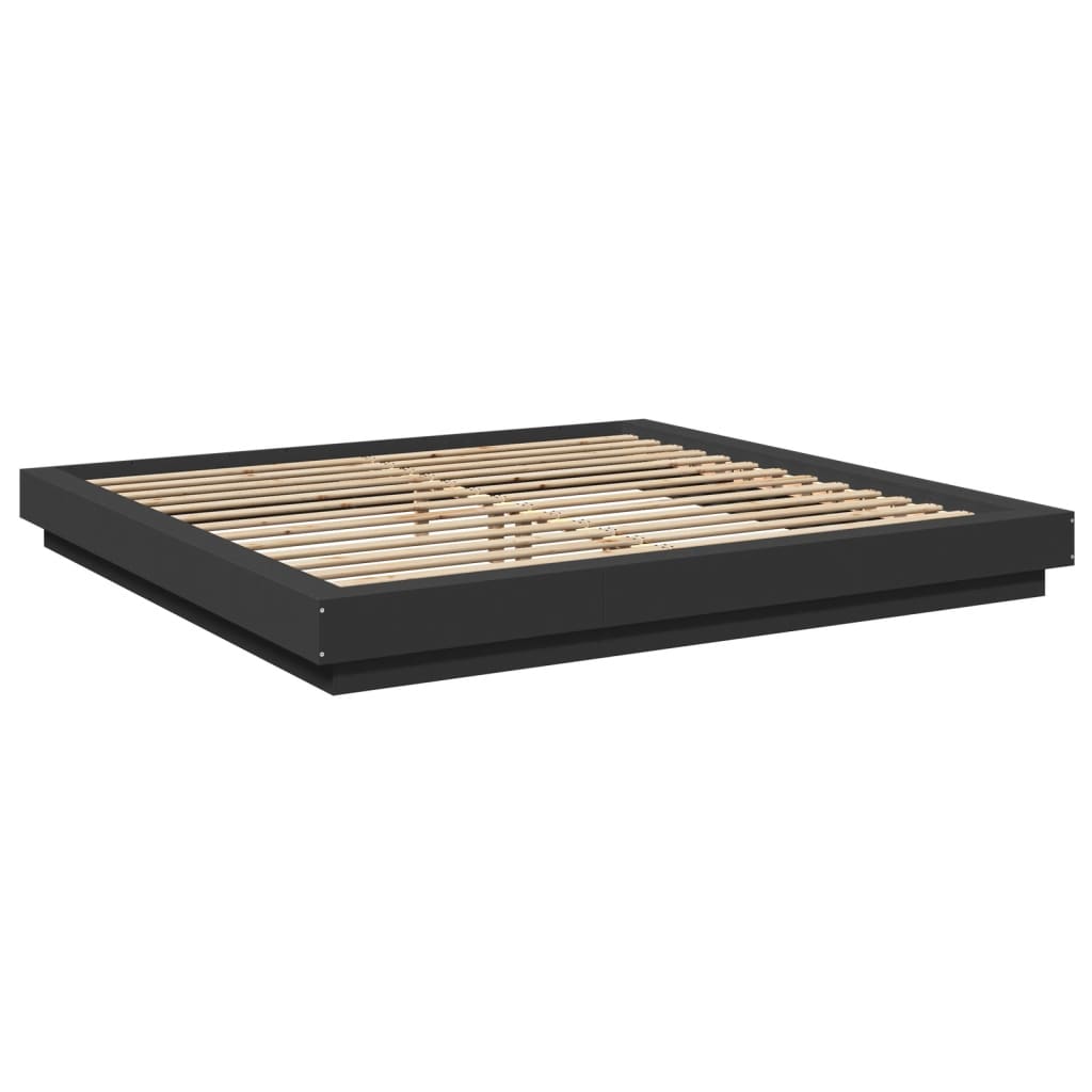 Bed Frame with LED Lights without Mattress Black 200x200cm