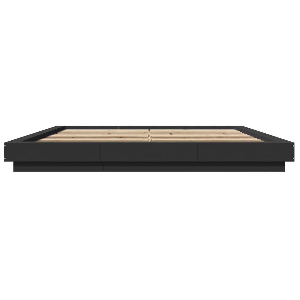 Bed Frame with LED Lights without Mattress Black 200x200cm