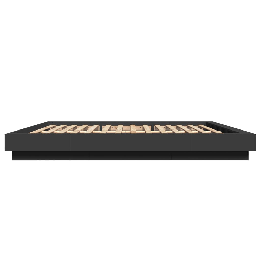 Bed Frame with LED Lights without Mattress Black 200x200cm