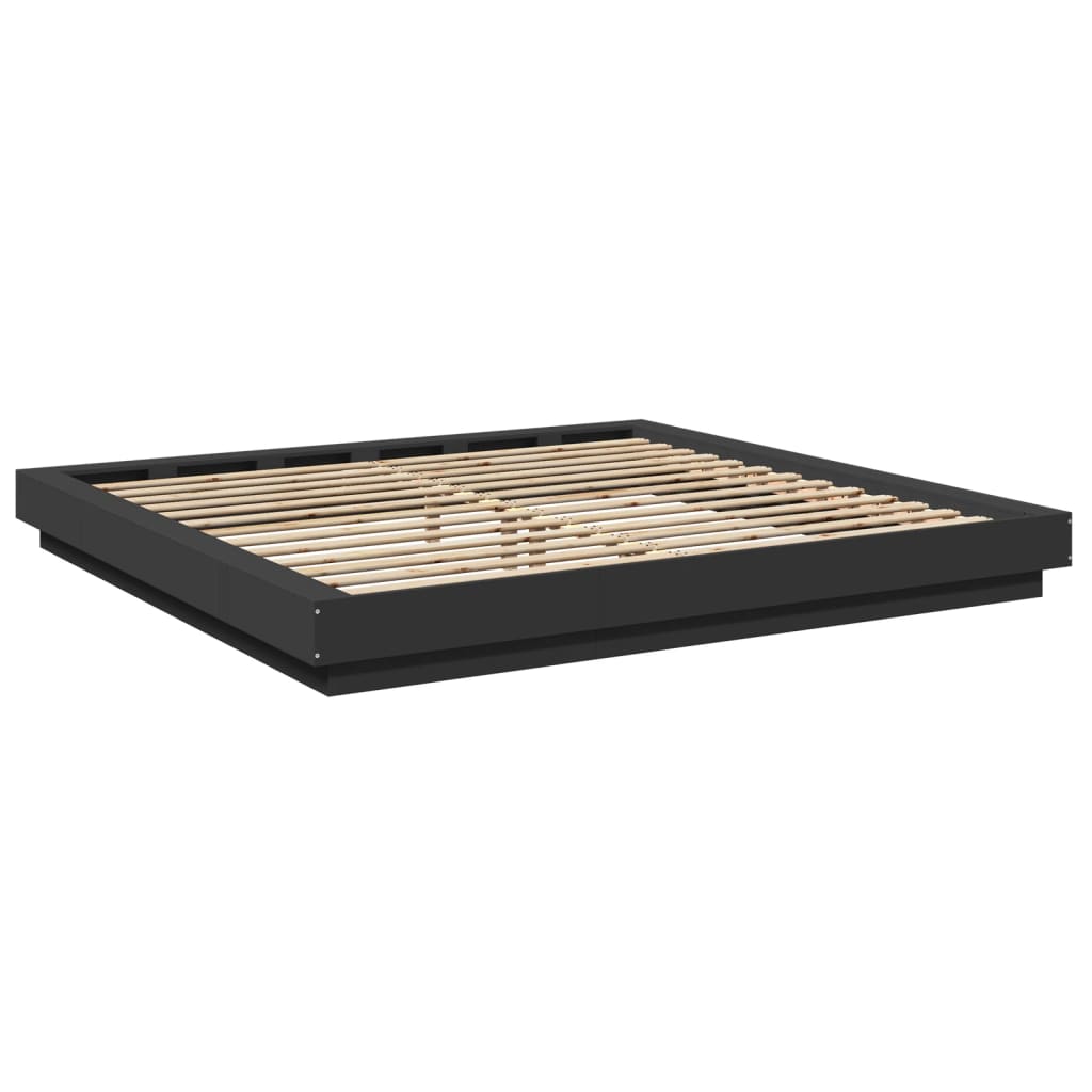 Bed Frame with LED Lights without Mattress Black 200x200cm