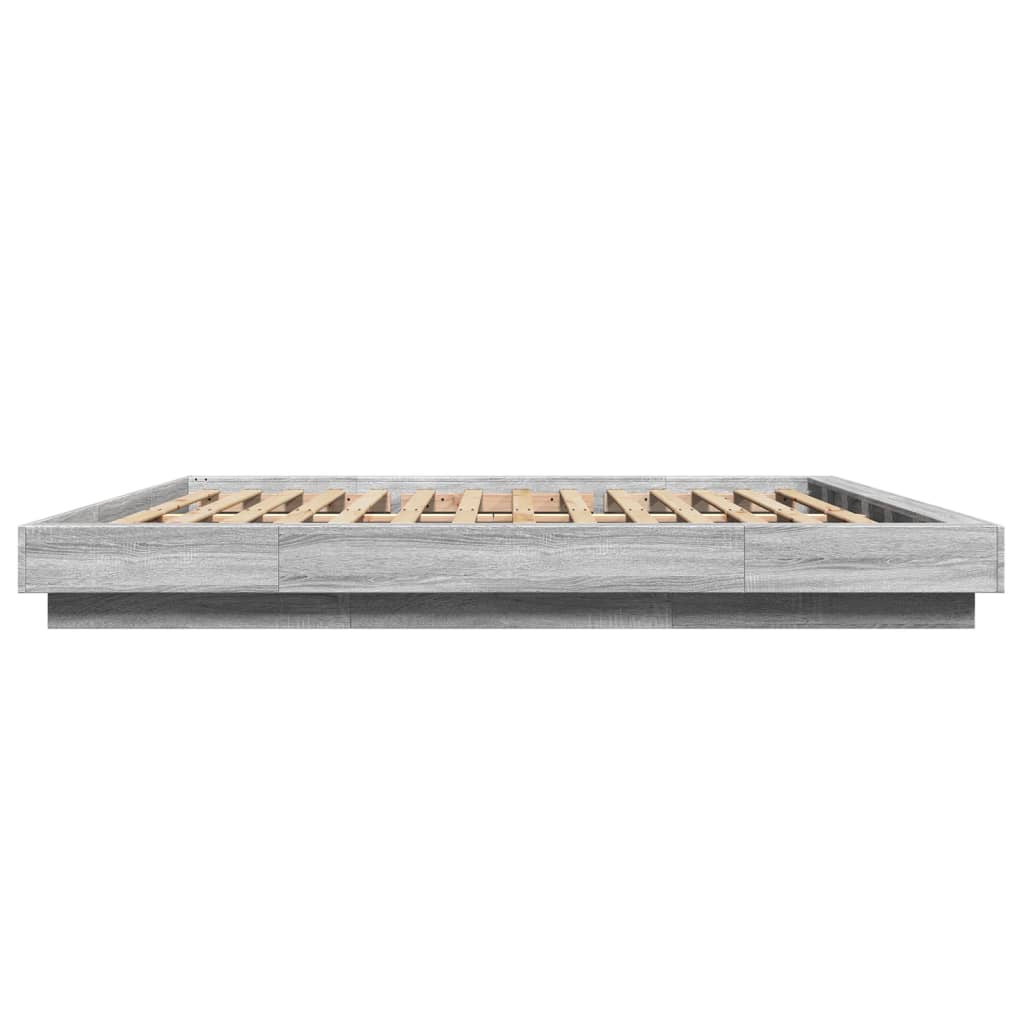 Bed Frame with LED Lights without Mattress Grey Sonoma 200x200cm