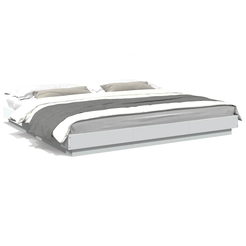 Bed Frame with LED Lights without Mattress White 180x200cm