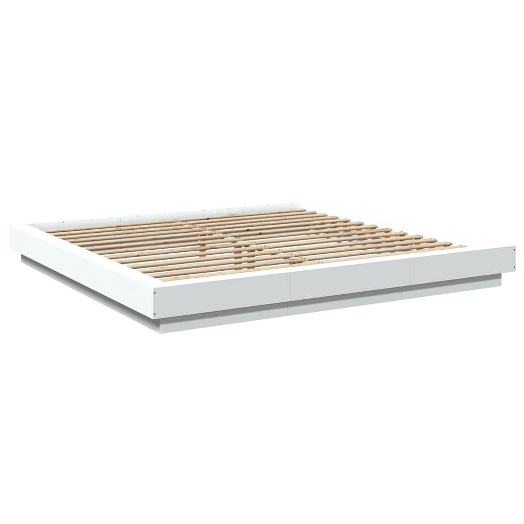 Bed Frame with LED Lights without Mattress White 180x200cm