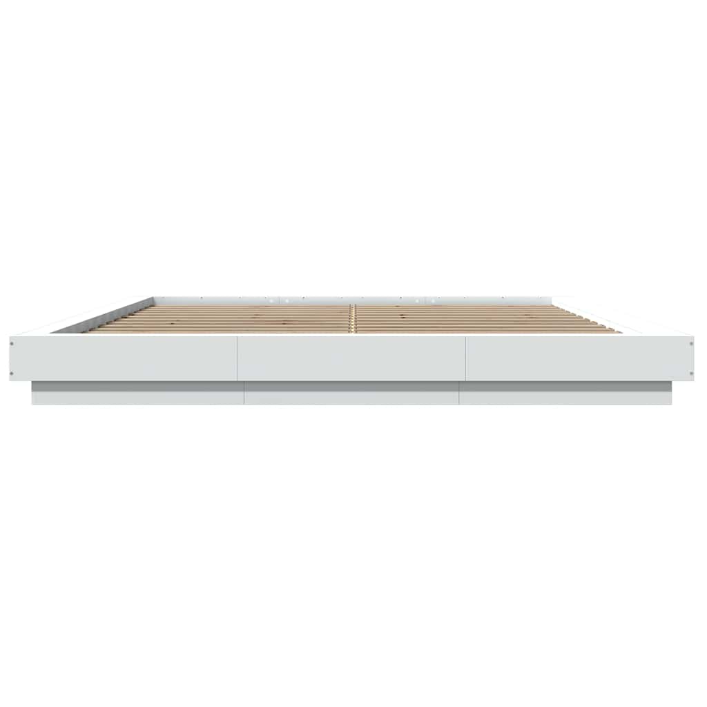 Bed Frame with LED Lights without Mattress White 180x200cm