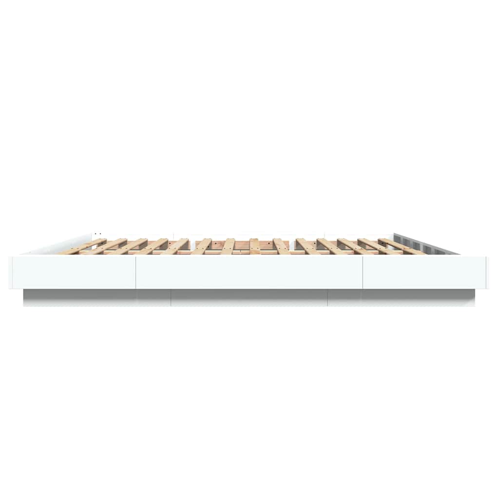 Bed Frame with LED Lights without Mattress White 180x200cm