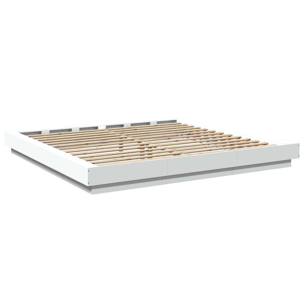 Bed Frame with LED Lights without Mattress White 180x200cm
