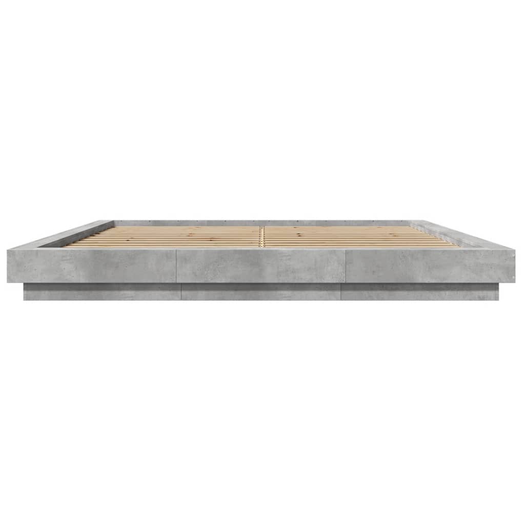 Bed Frame with LED Lights without Mattress Concrete Grey 180x200cm