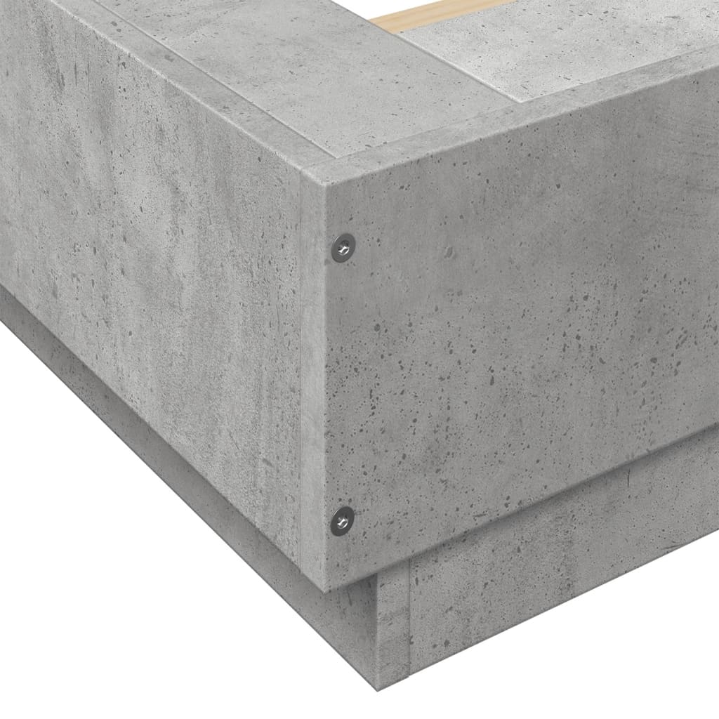 Bed Frame with LED Lights without Mattress Concrete Grey 180x200cm