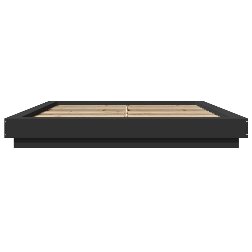 Bed Frame with LED Lights without Mattress Black 160x200cm