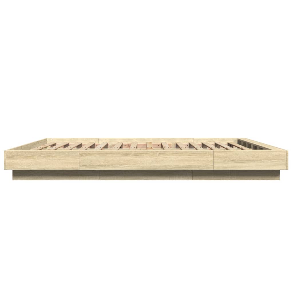 Bed Frame with LED Lights without Mattress Sonoma Oak 160x200cm