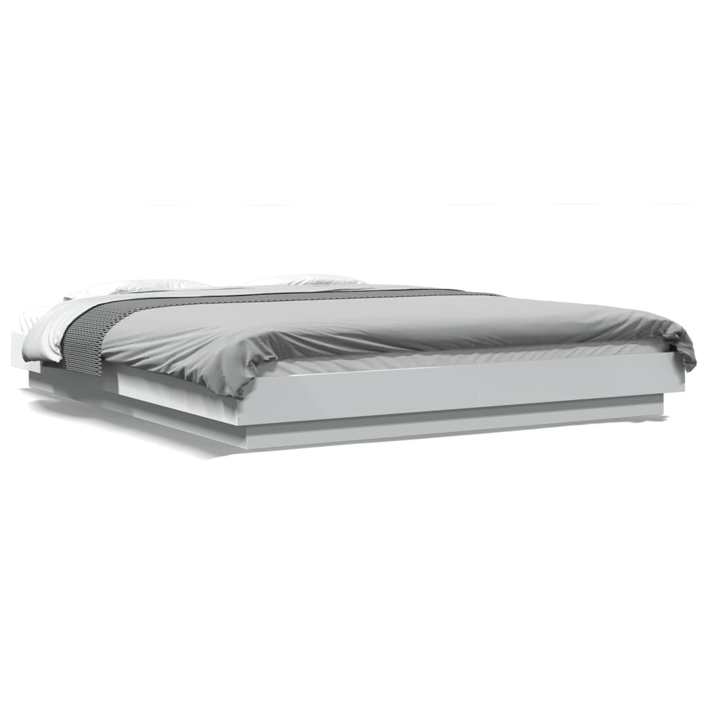 Bed Frame with LED Lights without Mattress White 150x200cm