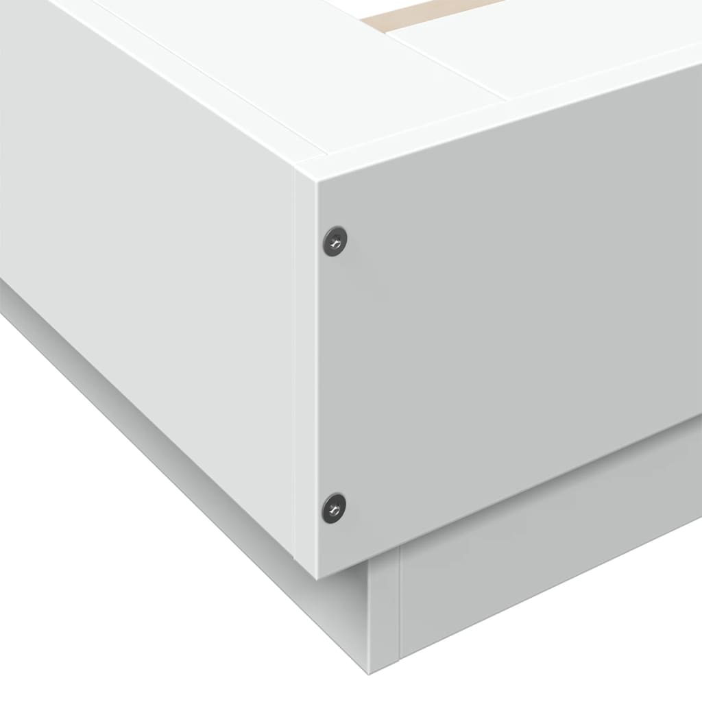 Bed Frame with LED Lights without Mattress White 150x200cm