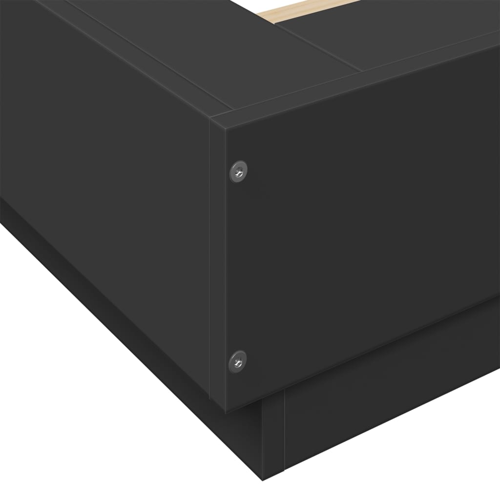 Bed Frame with LED Lights without Mattress Black 150x200cm
