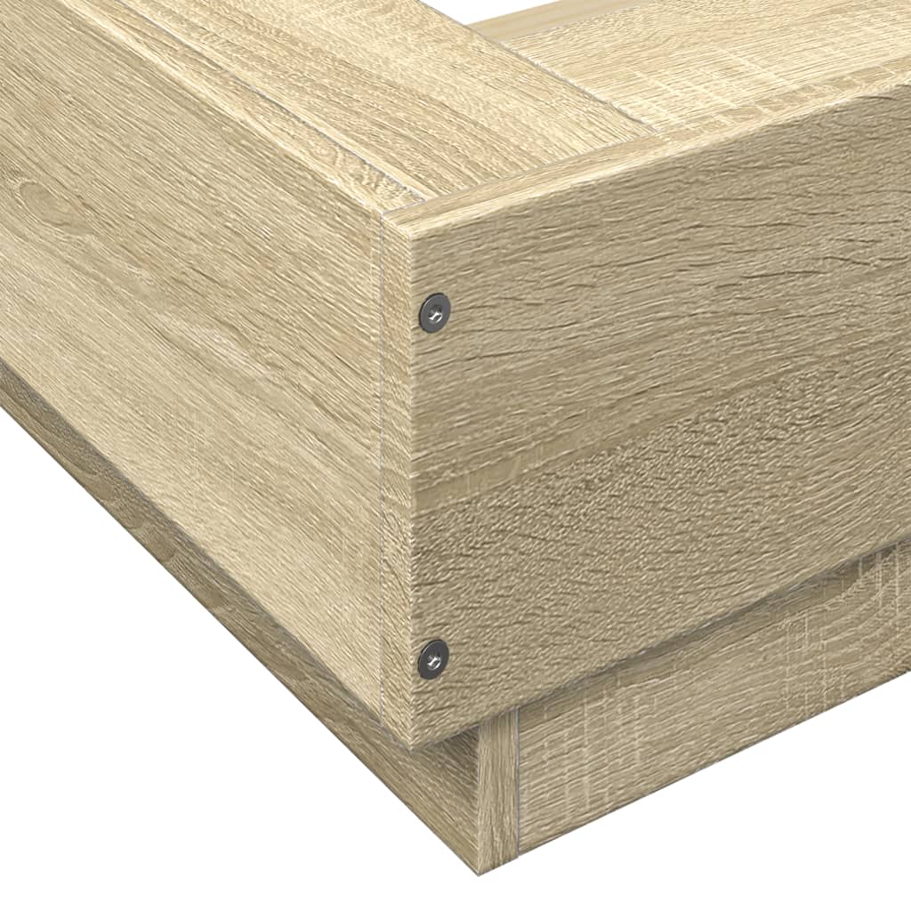 Bed Frame with LED Lights without Mattress Sonoma Oak 140x200cm
