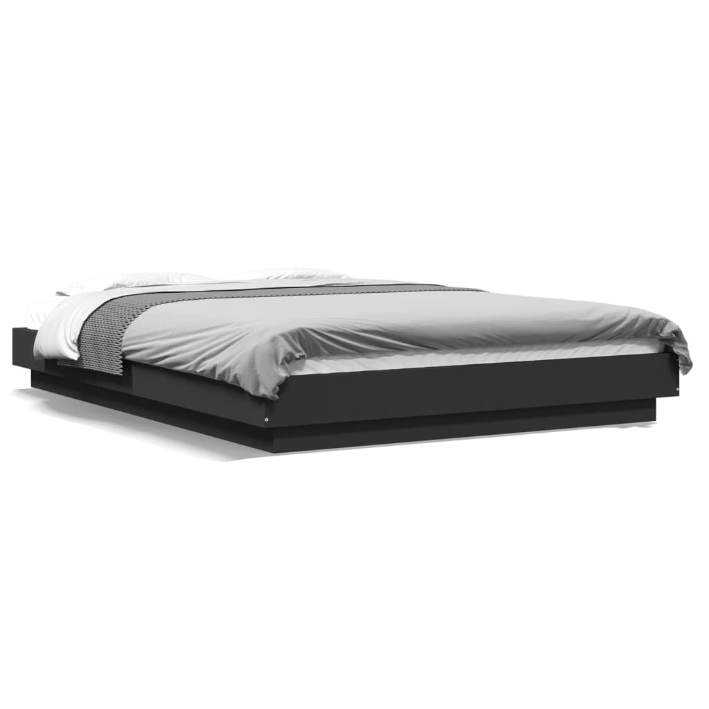 Bed Frame with LED Lights without Mattress Black 120x200cm