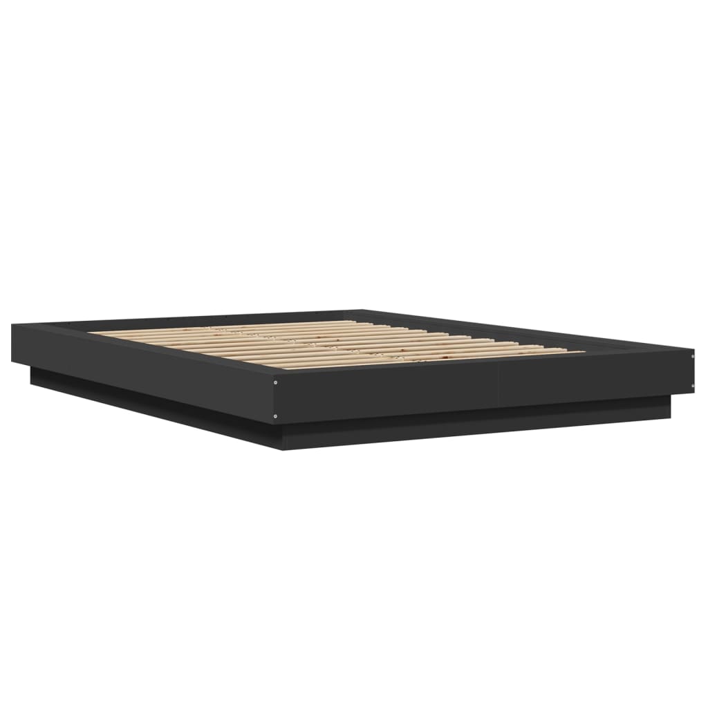 Bed Frame with LED Lights without Mattress Black 120x200cm
