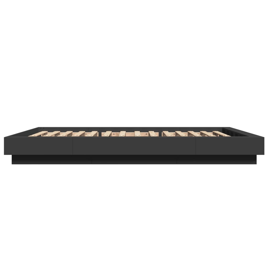 Bed Frame with LED Lights without Mattress Black 120x200cm