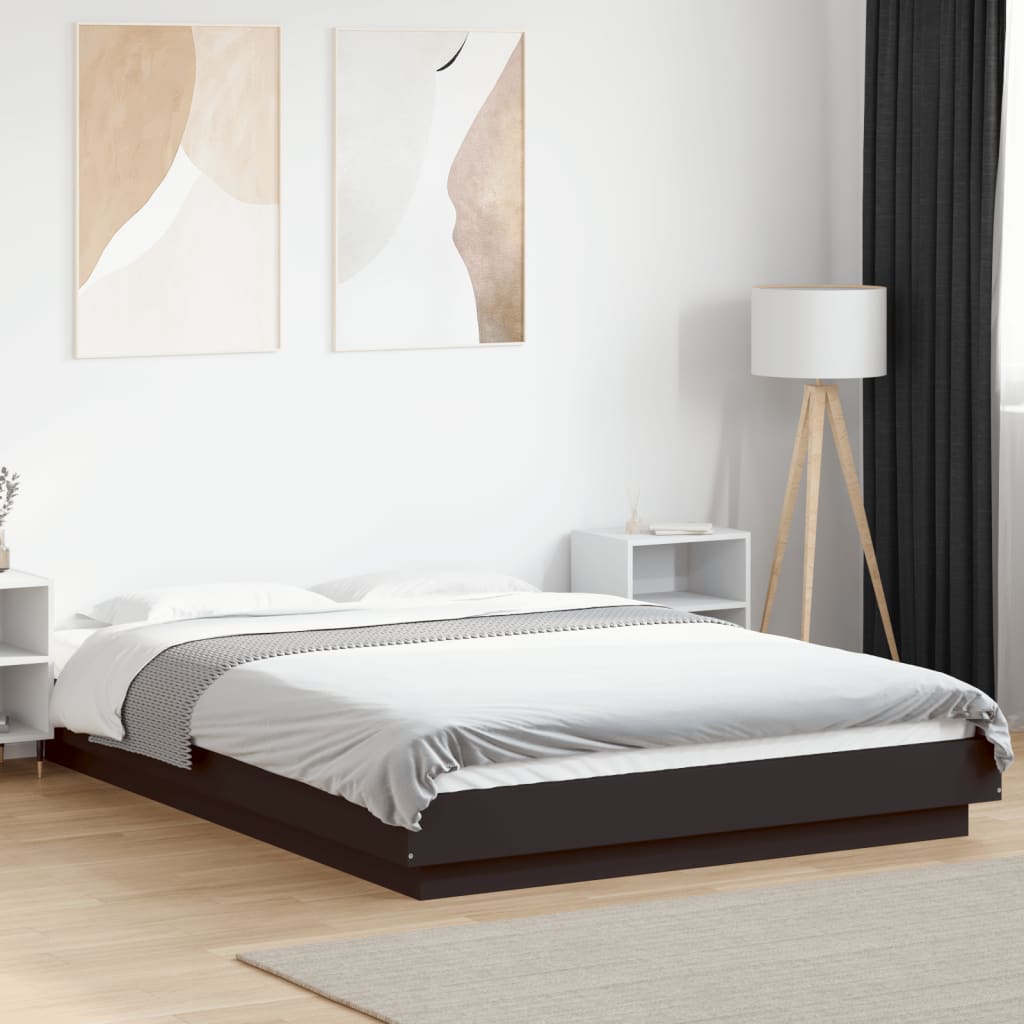 Bed Frame with LED Lights without Mattress Black 120x200cm