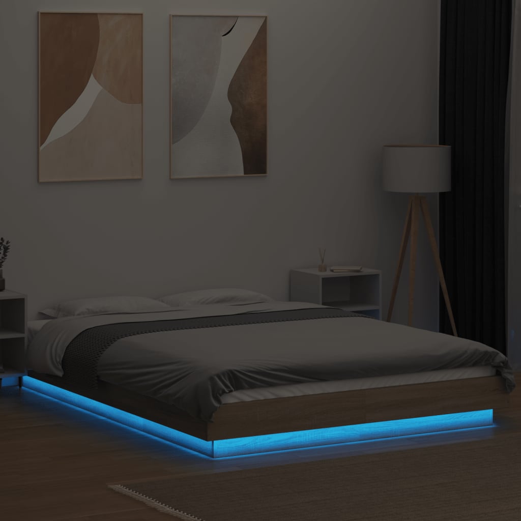 vidaXL Bed Frame with LED Lights without Mattress Sonoma Oak 120x200cm