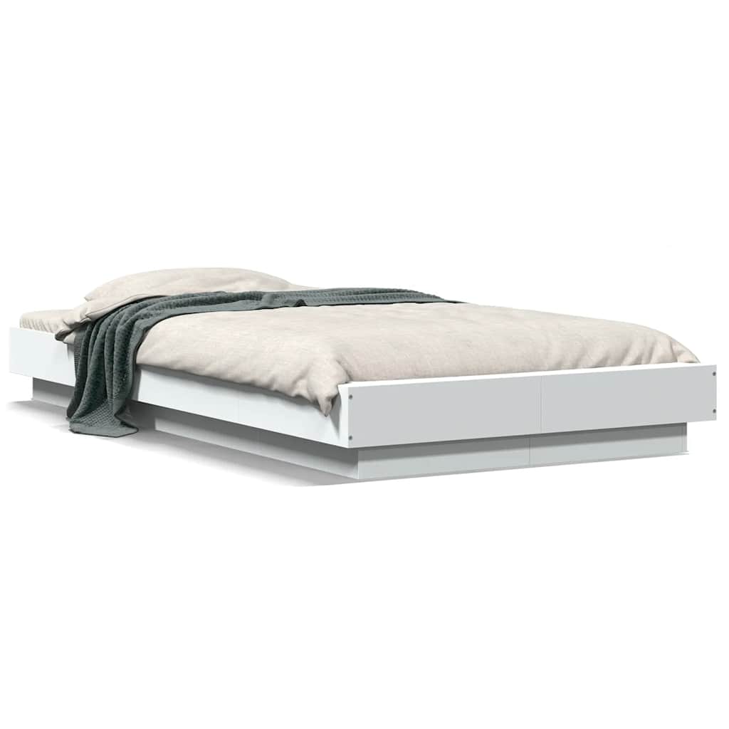 Bed Frame with LED Lights without Mattress White 100x200cm