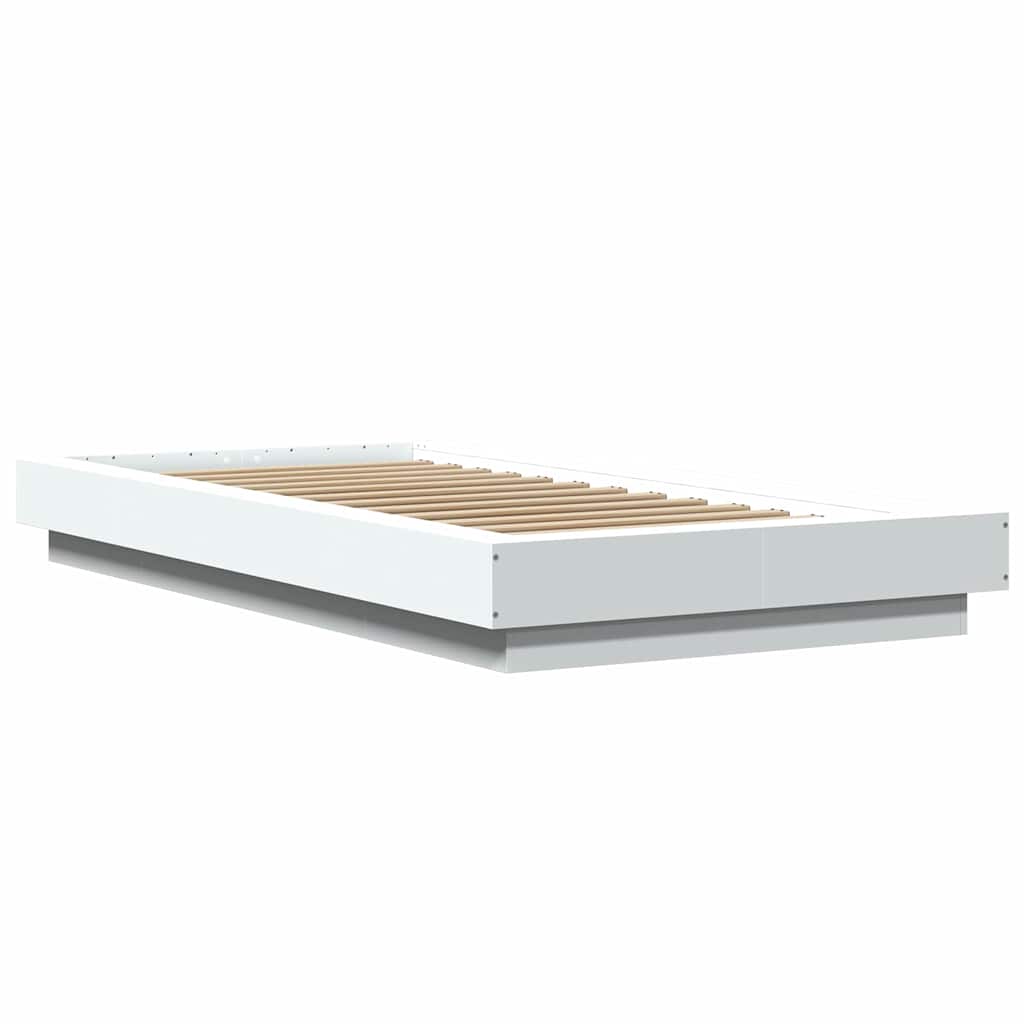 Bed Frame with LED Lights without Mattress White 100x200cm
