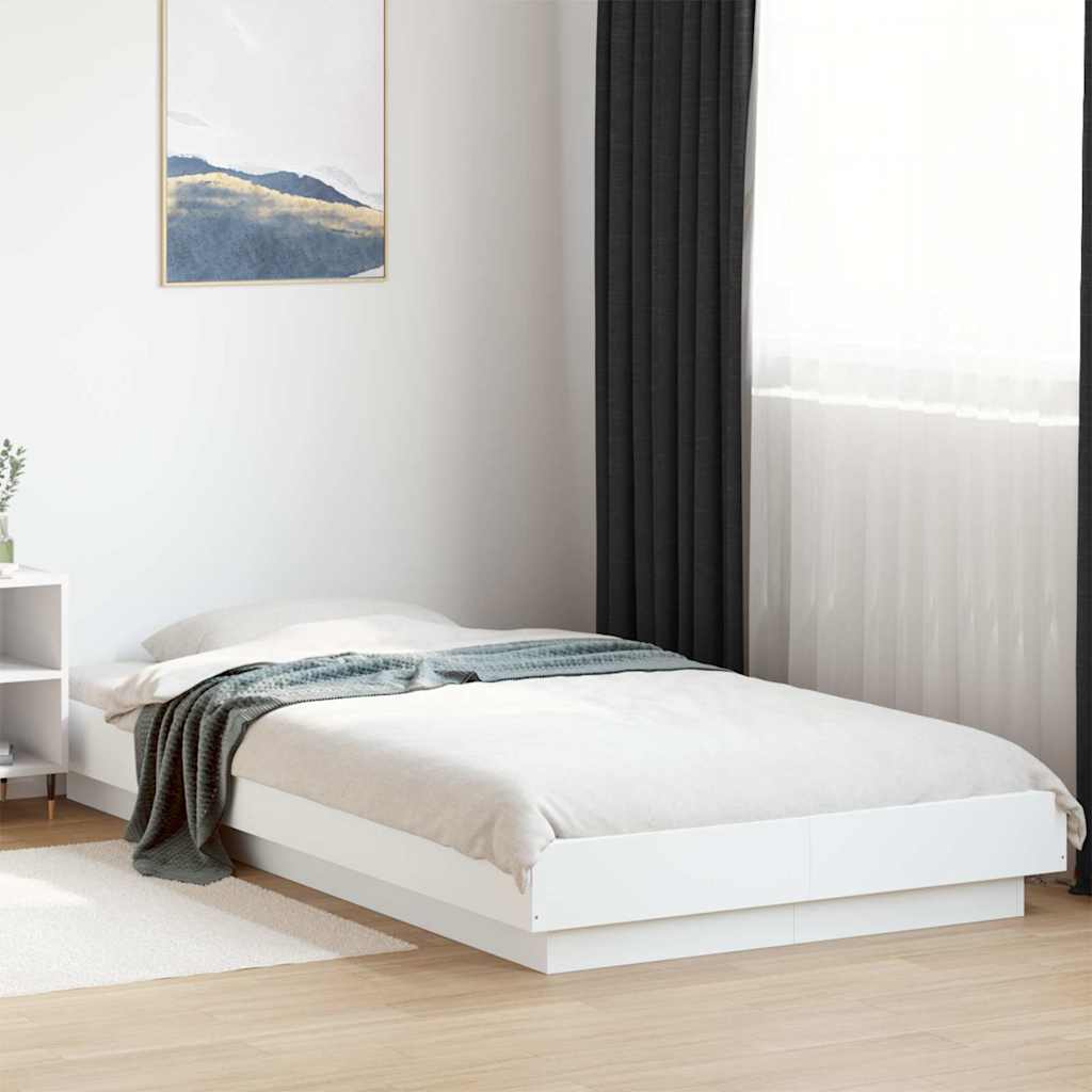 Bed Frame with LED Lights without Mattress White 100x200cm