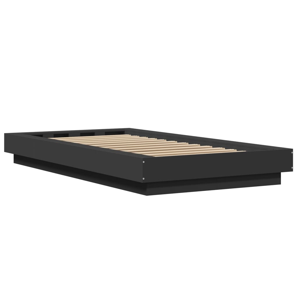 Bed Frame with LED Lights without Mattress Black 100x200cm