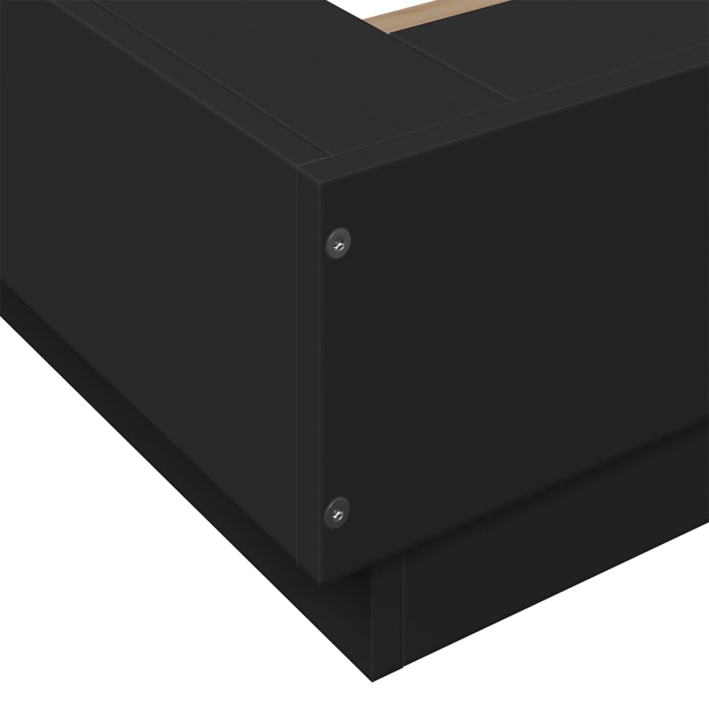 Bed Frame with LED Lights without Mattress Black 100x200cm