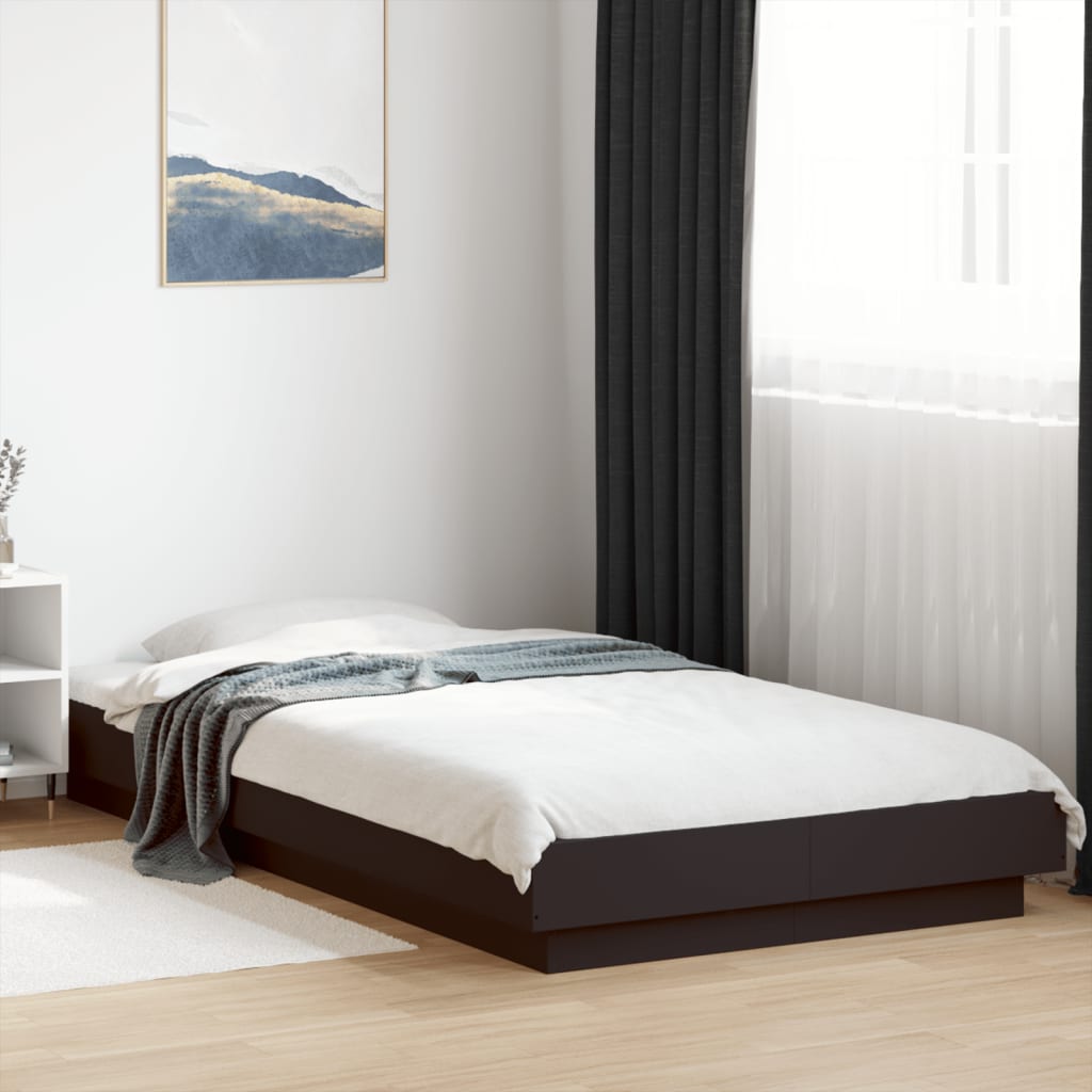 Bed Frame with LED Lights without Mattress Black 100x200cm