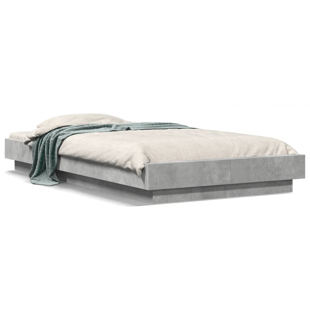 Bed Frame with LED Lights without Mattress Concrete Grey 100x200cm