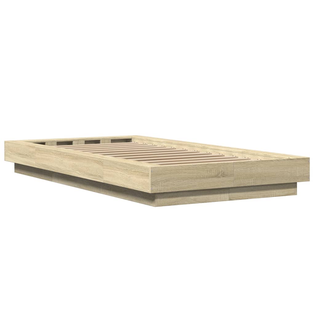 Bed Frame with LED Lights without Mattress Sonoma Oak 90x200cm