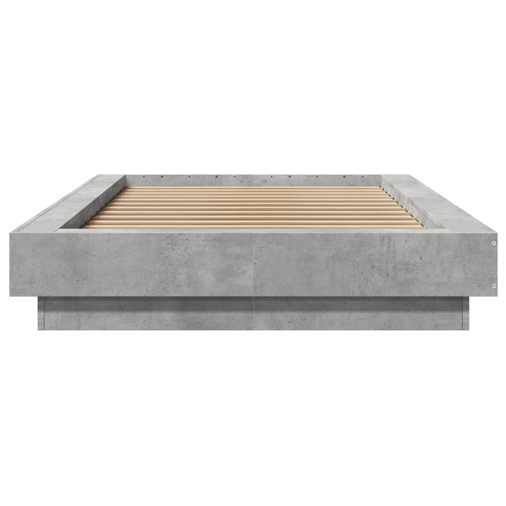 Bed Frame with LED Lights without Mattress Concrete Grey 90x200cm