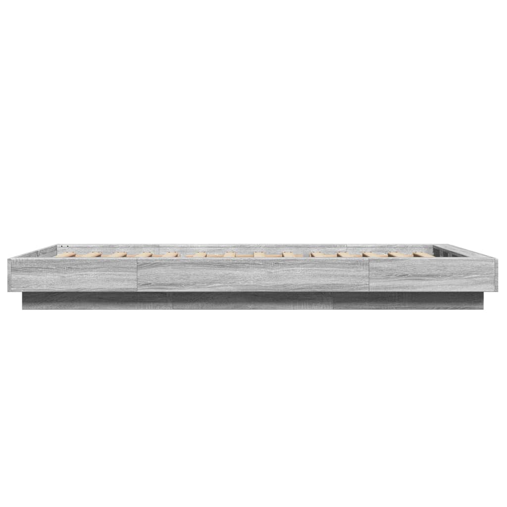 vidaXL Bed Frame with LED Lights without Mattress Grey Sonoma 90x200cm