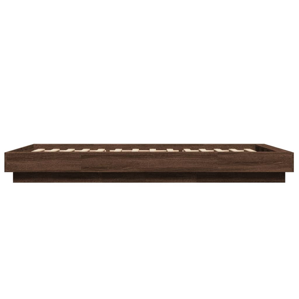Bed Frame with LED Lights without Mattress Brown Oak 90x200cm