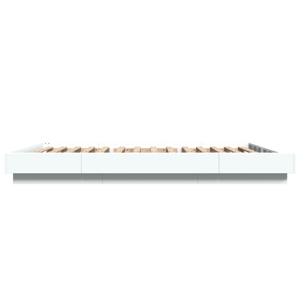 Bed Frame with LED Lights without Mattress White 140x190cm