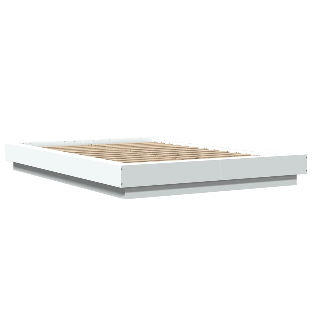 Bed Frame with LED Lights without Mattress White 135x190cm
