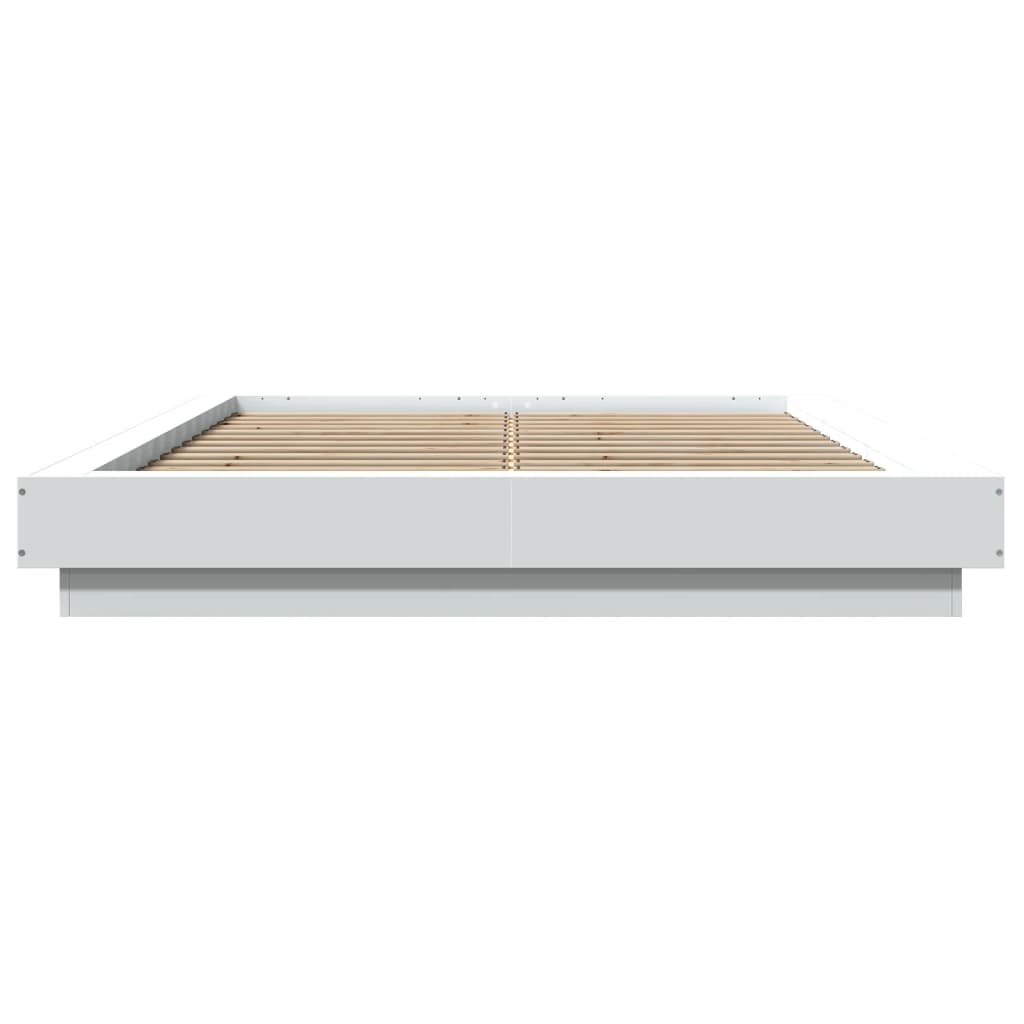 Bed Frame with LED Lights without Mattress White 135x190cm