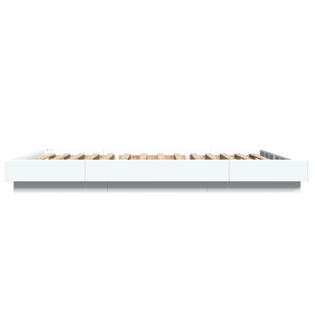 Bed Frame with LED Lights without Mattress White 135x190cm