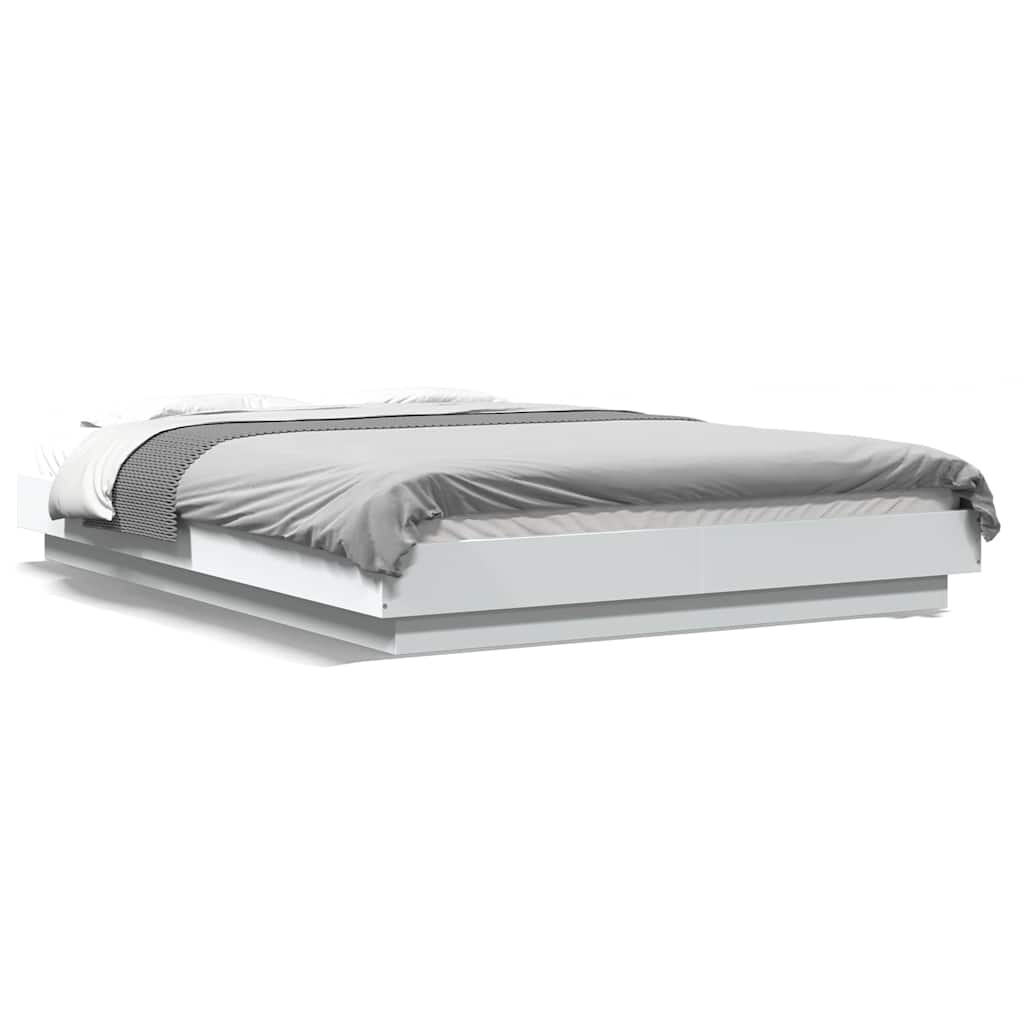 Bed Frame with LED Lights without Mattress White 120x190cm