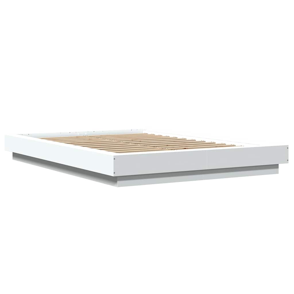 Bed Frame with LED Lights without Mattress White 120x190cm