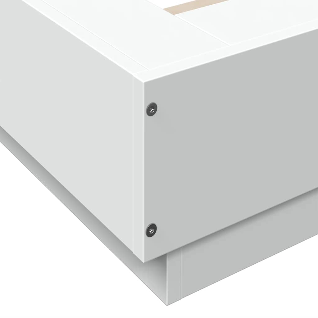 Bed Frame with LED Lights without Mattress White 120x190cm
