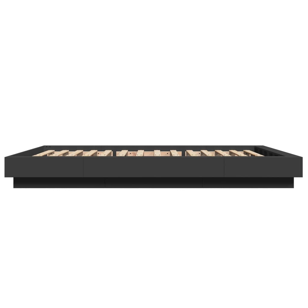 Bed Frame with LED Lights without Mattress Black 120x190cm