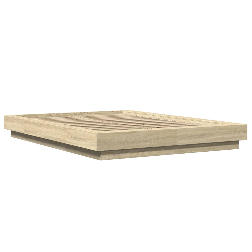 Bed Frame with LED Lights without Mattress Sonoma Oak 120x190cm