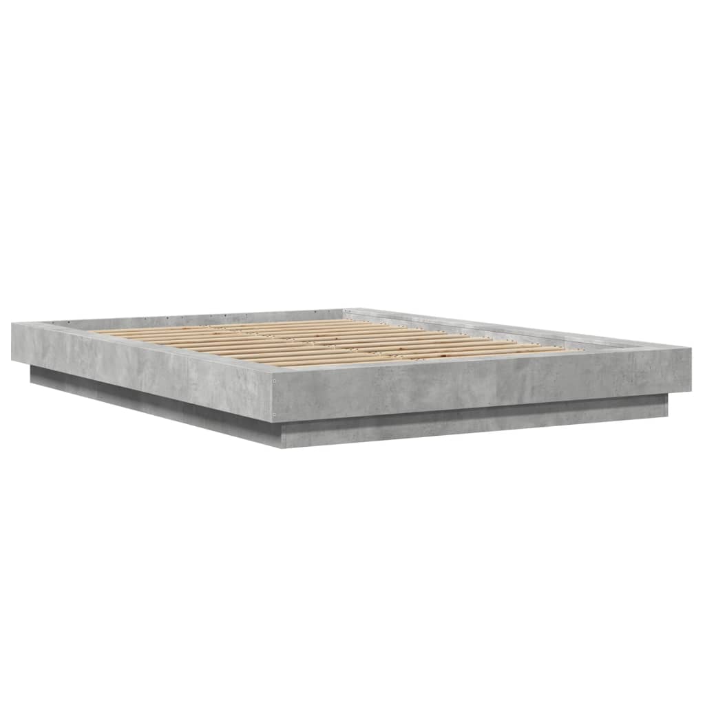 Bed Frame with LED Lights without Mattress Concrete Grey 120x190cm