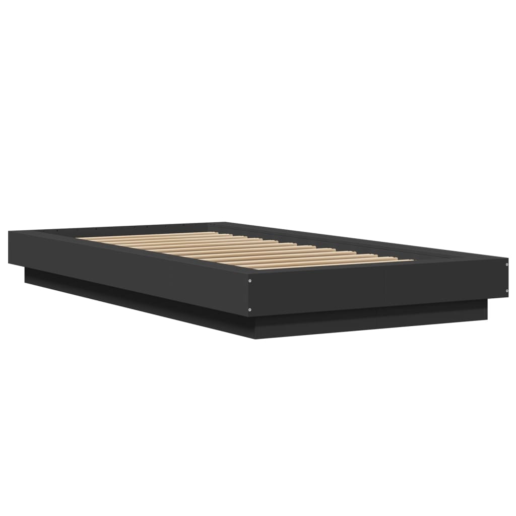Bed Frame with LED Lights without Mattress Black 90x190cm